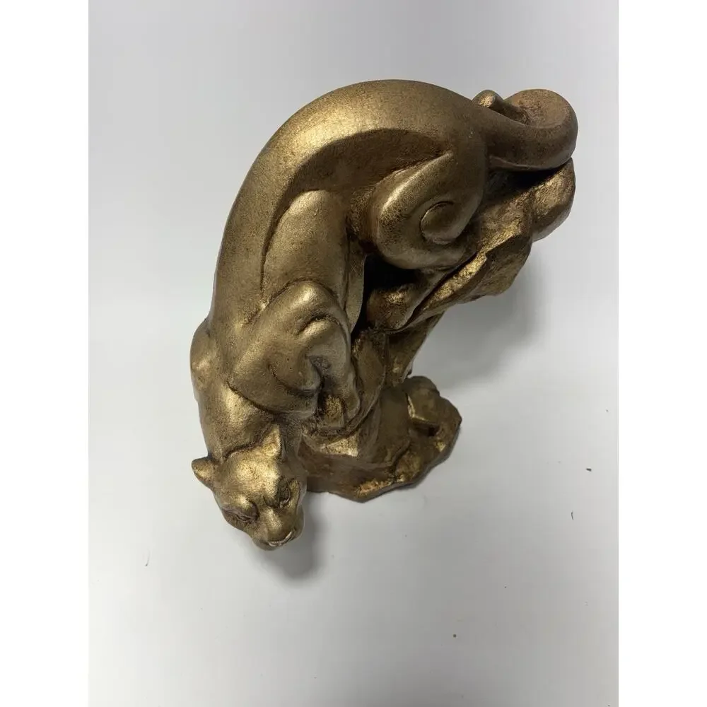 Trace Guthrie Signed 1990 Cougar Mountain Lion Sculpture Bronze Finish 18.5 Lbs